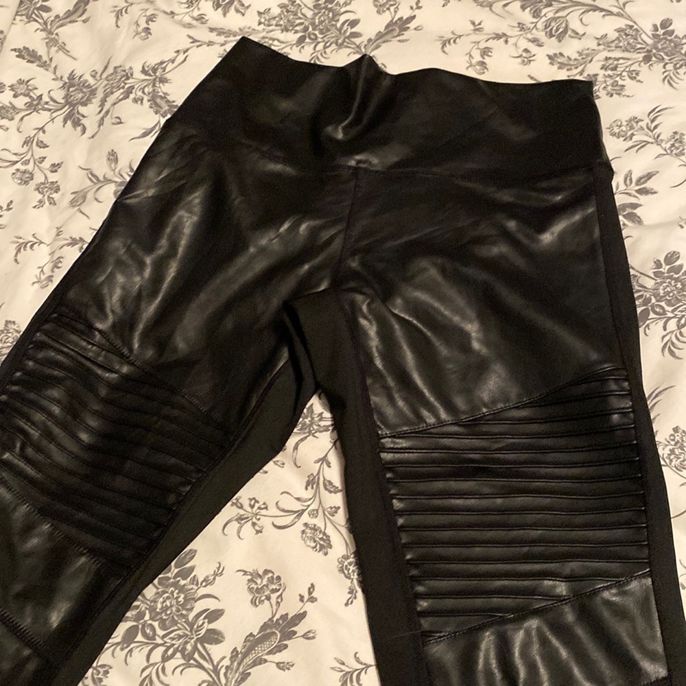 Faux leather moto leggings